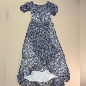 NWT Express Blue Floral Puff Sleeve High-Low Women’s Dress Size Small